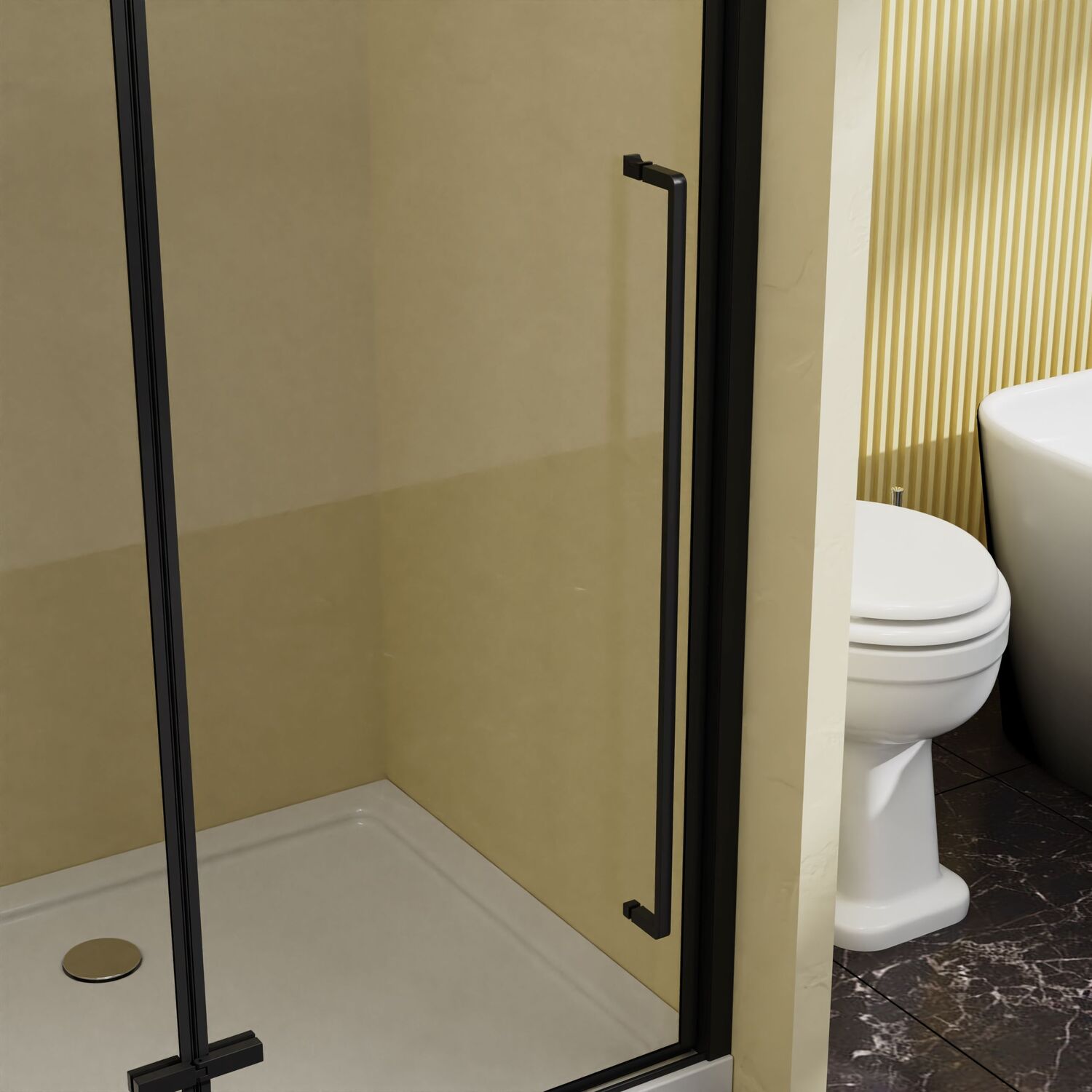 Душевая дверь Vincea Slim-N VDPH-5SN 90x195, стекло прозрачное, профиль черный - фото 1