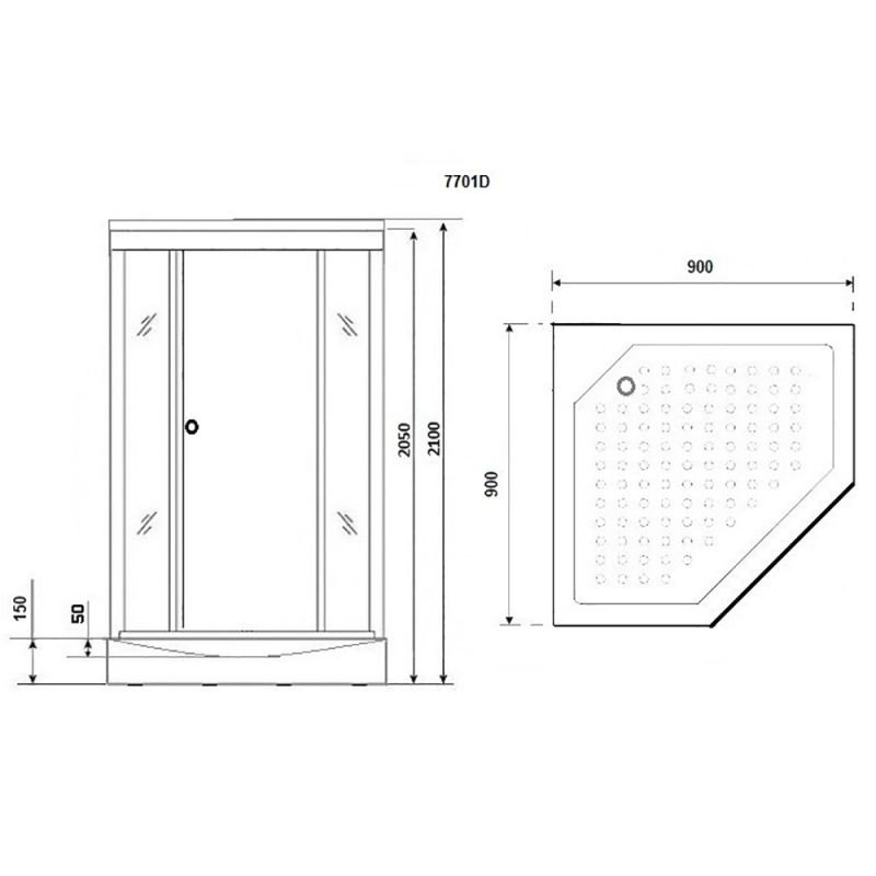 Душевая кабина Niagara Luxe NG-7701DG 90x90, стекло прозрачное, профиль золото, с крышей - фото 1