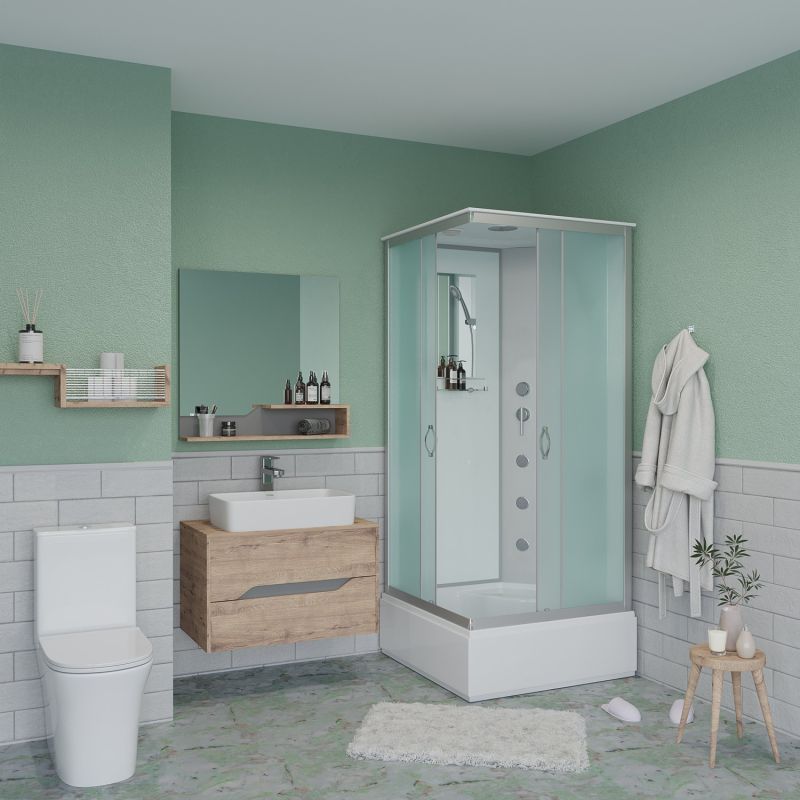 Душевая кабина Niagara Classic NG-1108-14G 90x90, стекло матовое, профиль серебро, с крышей, с гидромассажем - фото 1