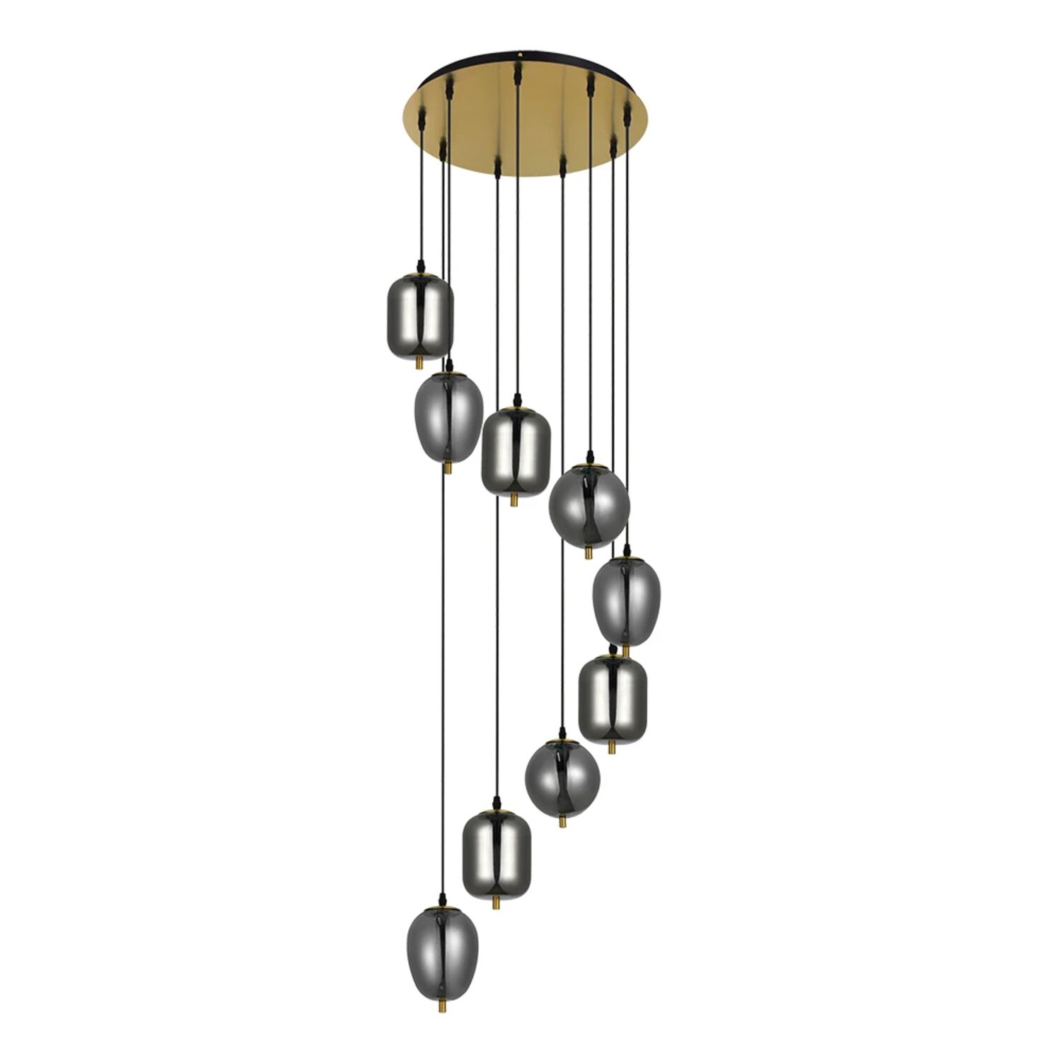 Подвесной светильник Arte Lamp Freddie A2231SP-9PB, арматура полированная медь, плафон стекло дымчатое