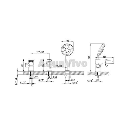 Смеситель Lemark Atlantiss LM3245C для ванны