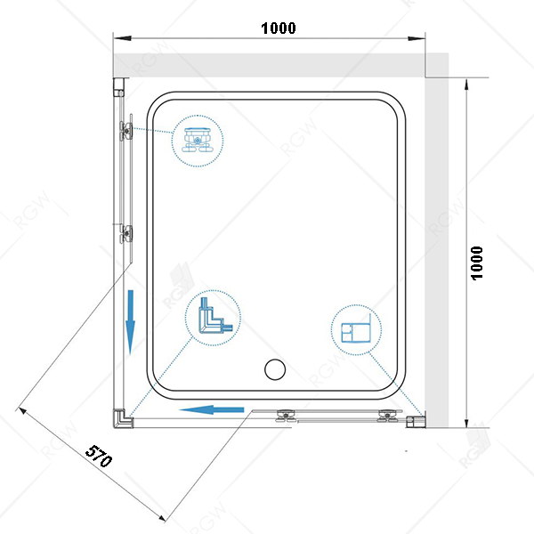 Душевой уголок RGW Classic CL-34B 100х100, стекло прозрачное, профиль черный - фото 1