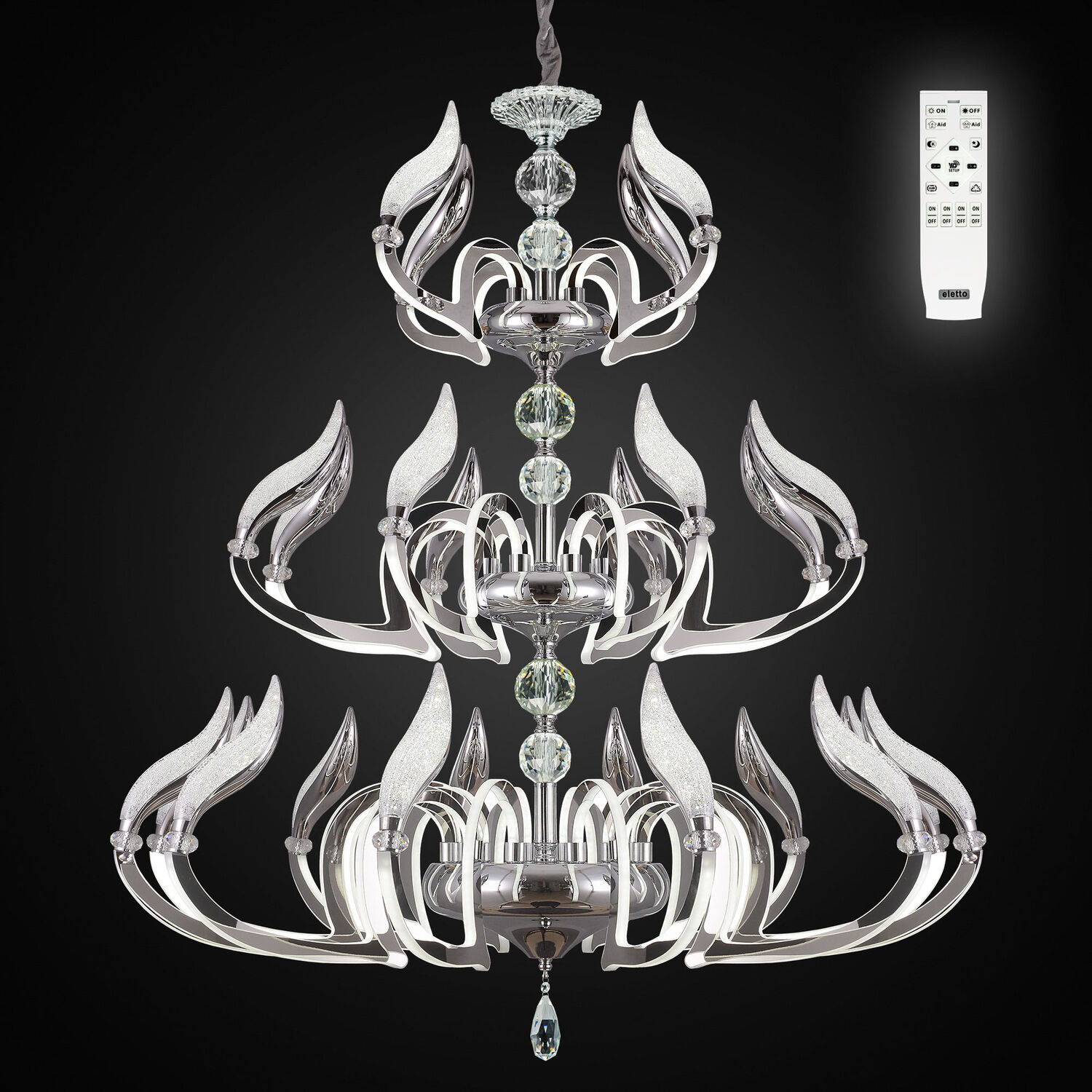 Подвесная люстра Citilux Diva EL339P24, арматура хром, плафоны акрил белый