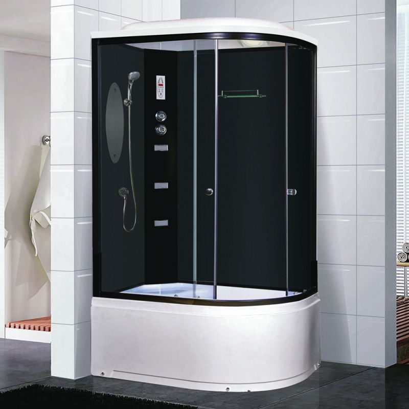 Душевая кабина Niagara Ultra NG-214-01LN 120х80, левая, стекло тонированное, профиль черный, с крышей, с гидромассажем, с пультом управления
