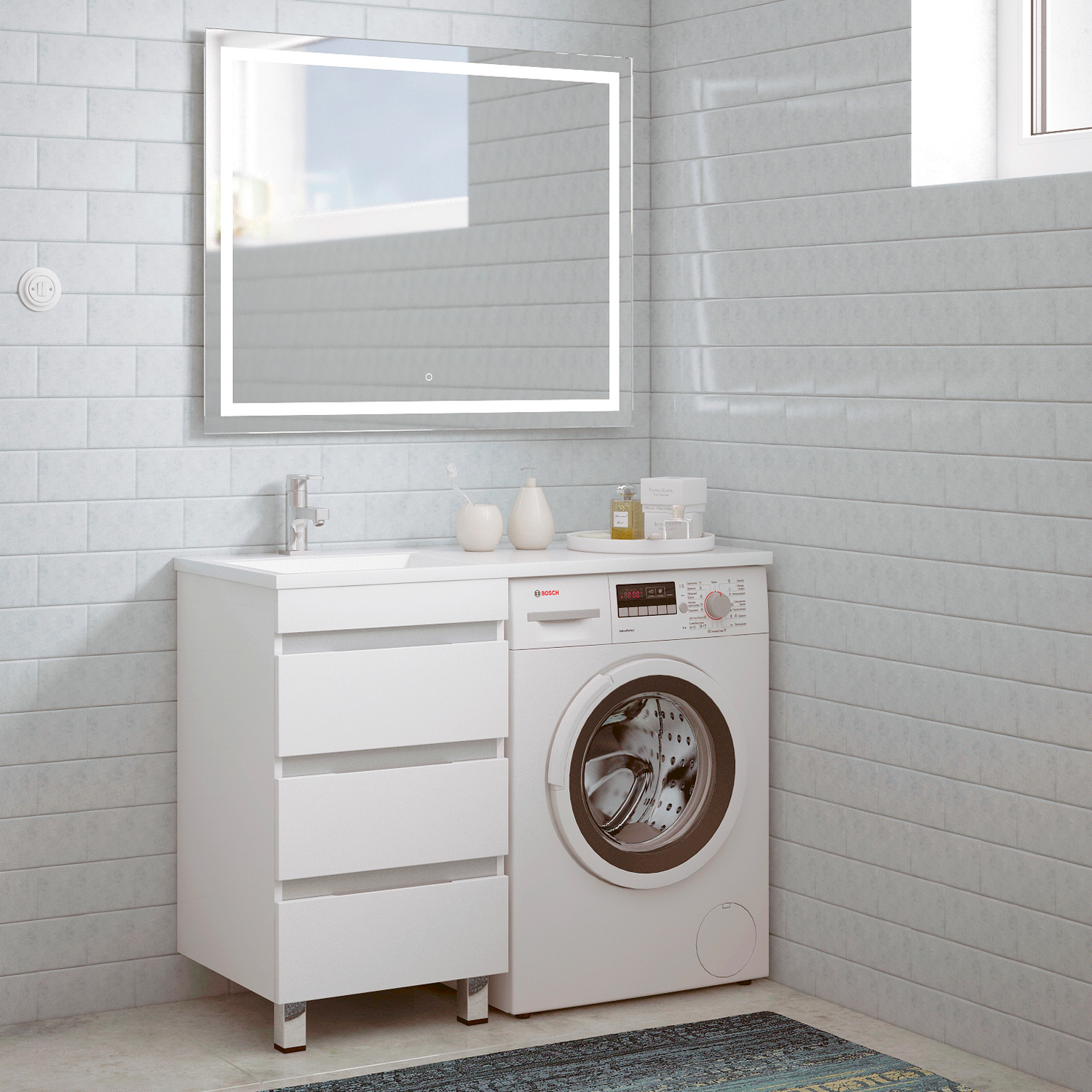 Мебель для ванной Corozo Джерси 110, с тумбой 50 см, цвет белый