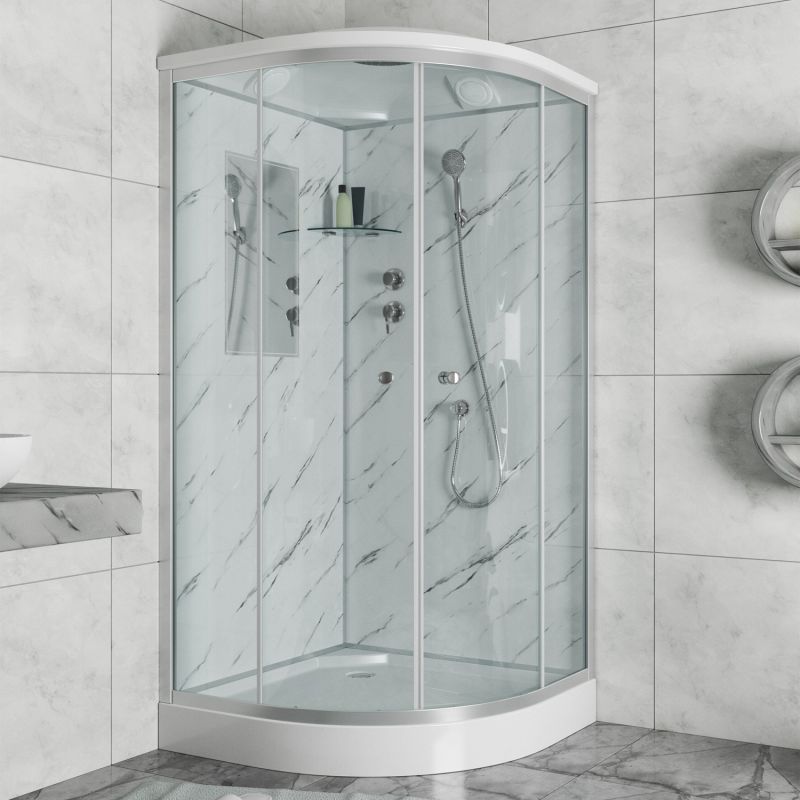 Душевая кабина Niagara Luxe NG-7702M 100x100, стекло прозрачное, профиль серебро, с крышей