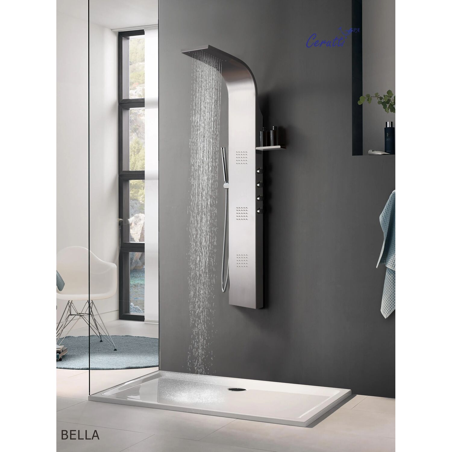 Душевая панель CeruttiSPA Bella CT11128, с гидромассажем, цвет хром - фото 1
