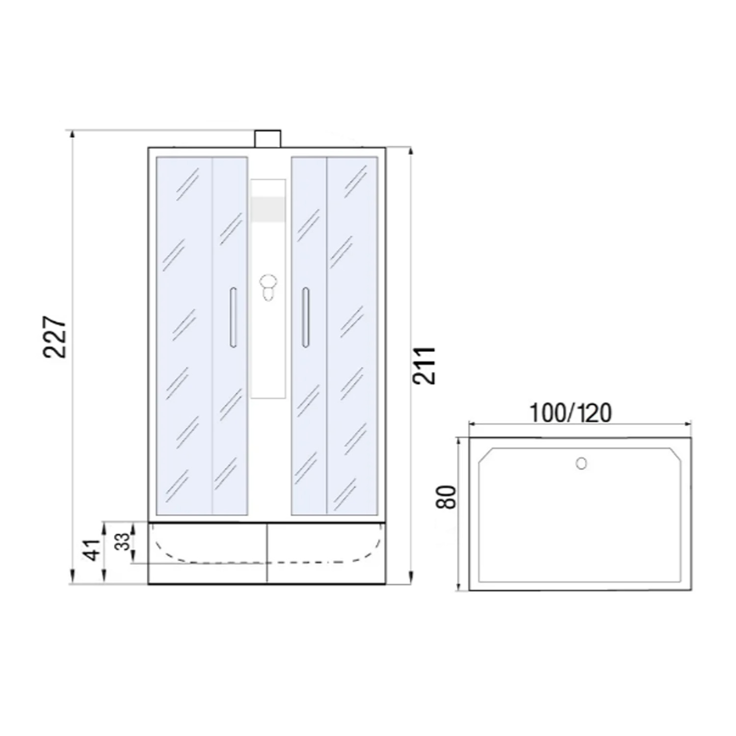 Душевая кабина River Quadro Б/К XL 120/80/41 MT 120x80, стекло матовое, профиль хром матовый, без крыши - фото 1