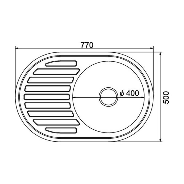 Кухонная мойка Mixline 528189 77x50, с крылом, правая, цвет хром 