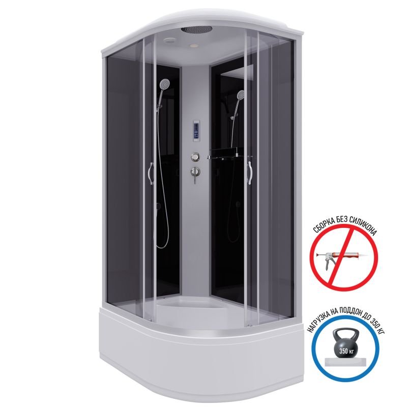 Душевая кабина Niagara Classic NG-2510-14LP 120x80, левая, стекло тонированное, профиль серебро, с крышей, с пультом управления - фото 1