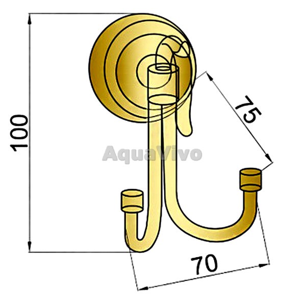 Крючок Boheme Medici 10606 двойной, цвет бронза - фото 1