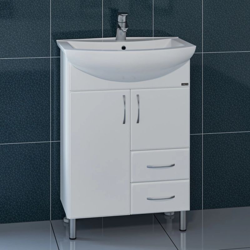 Тумба под раковину Санта Грация 60 напольная, с ящиками, цвет белый