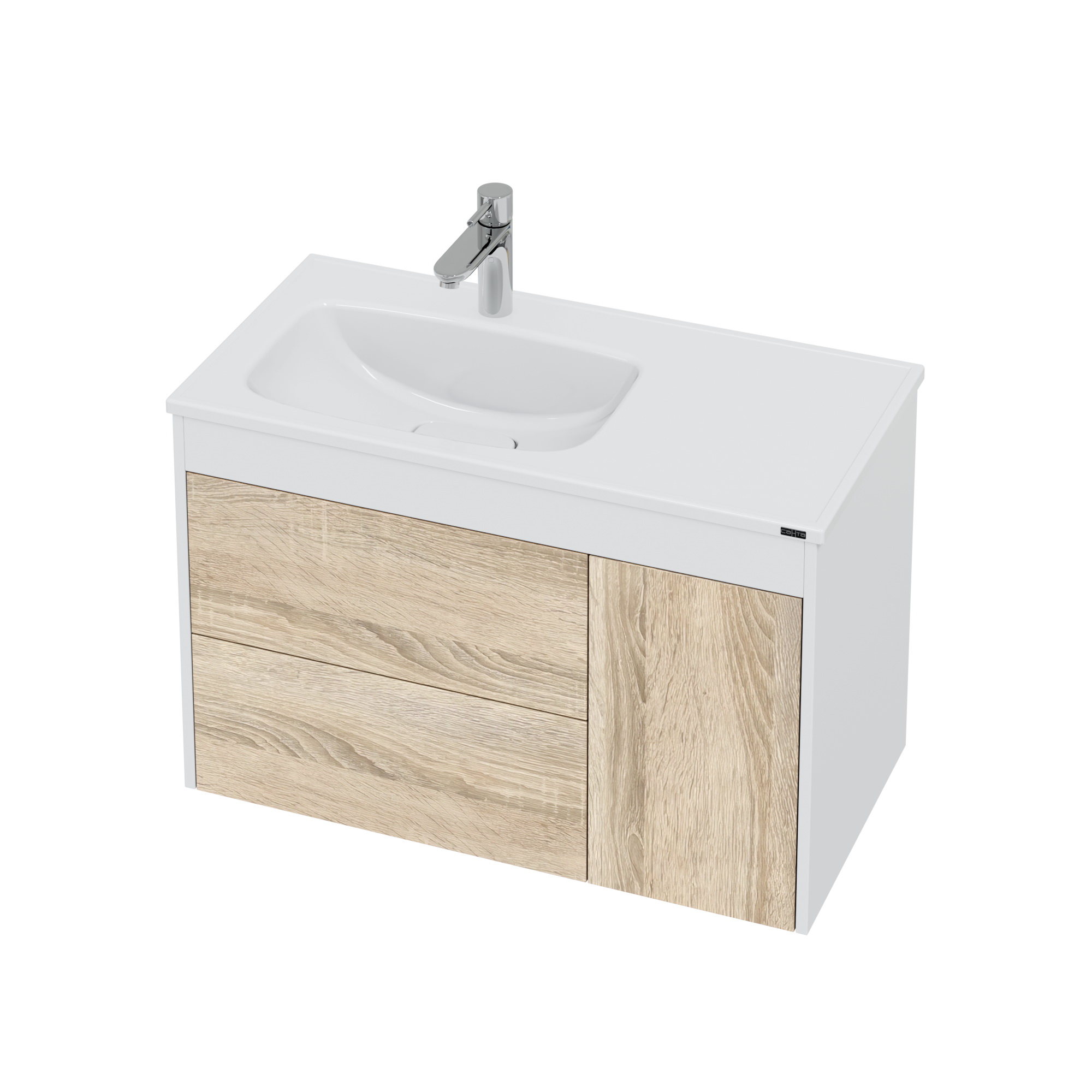 Тумба под раковину Санта Меркурий 90, цвет белый / янтарное дерево - фото 1