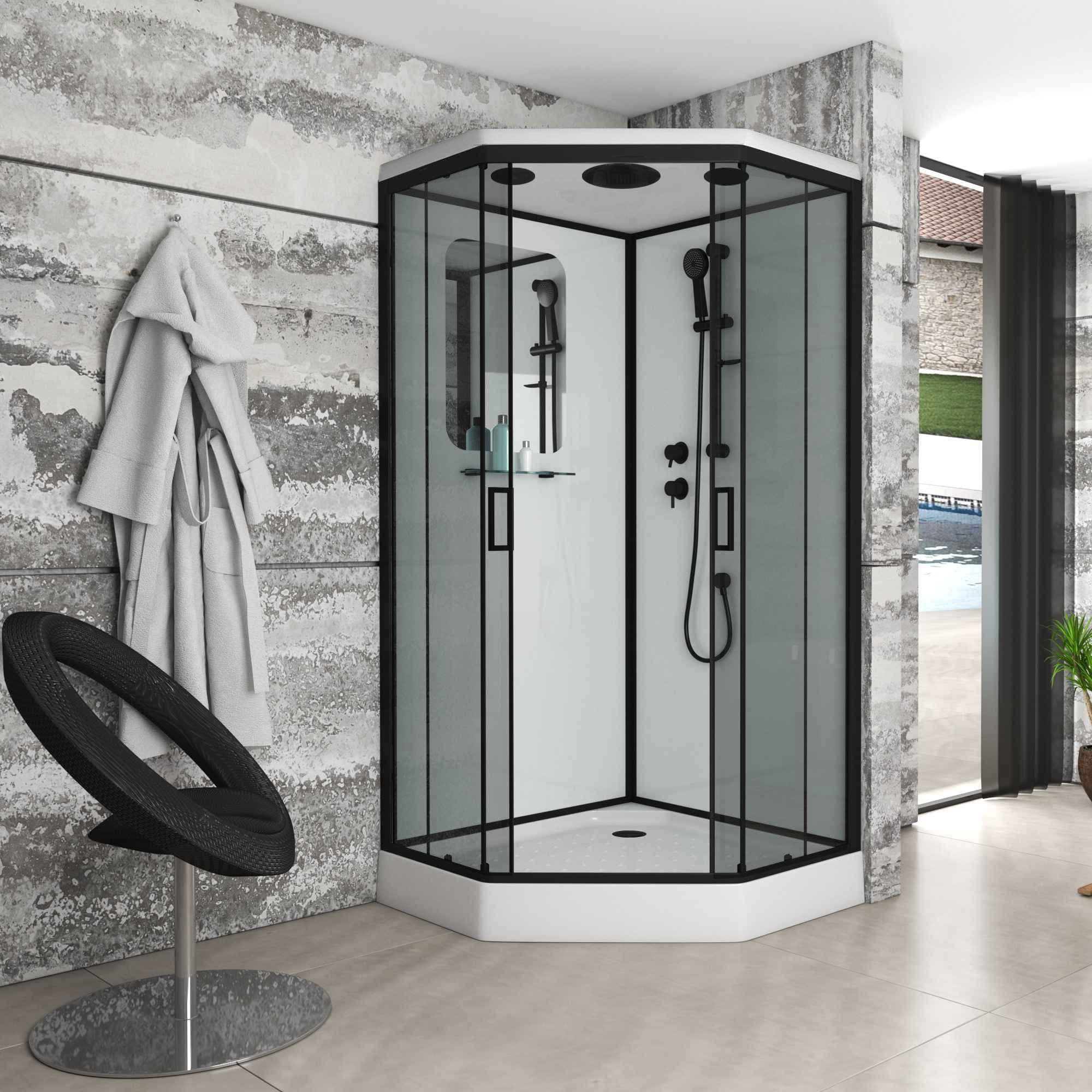 Душевая кабина Niagara Premium NG-6901-01D BLACK 90х90, стекло тонированное, профиль черный матовый, с крышей - фото 1