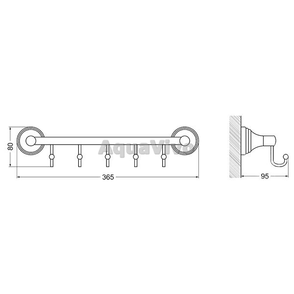 Крючок Fixsen Best FX-71605-5, планка на 5 крючков, 37 см