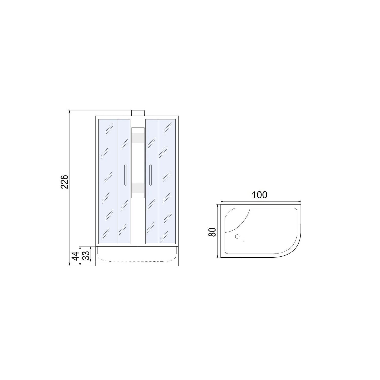 Душевая кабина River Nara Б/К XL 100/80/44 MT L 100x80, левая, стекло матовое, профиль хром матовый, без крыши - фото 1