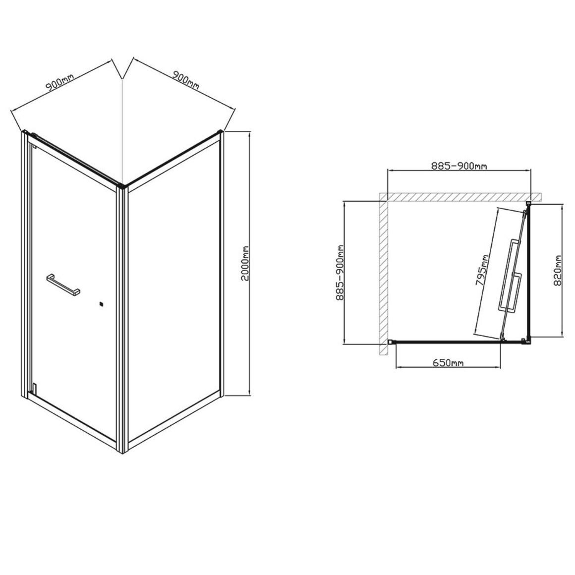 Душевой уголок Vincea Stile 90x90, стекло прозрачное, профиль черный