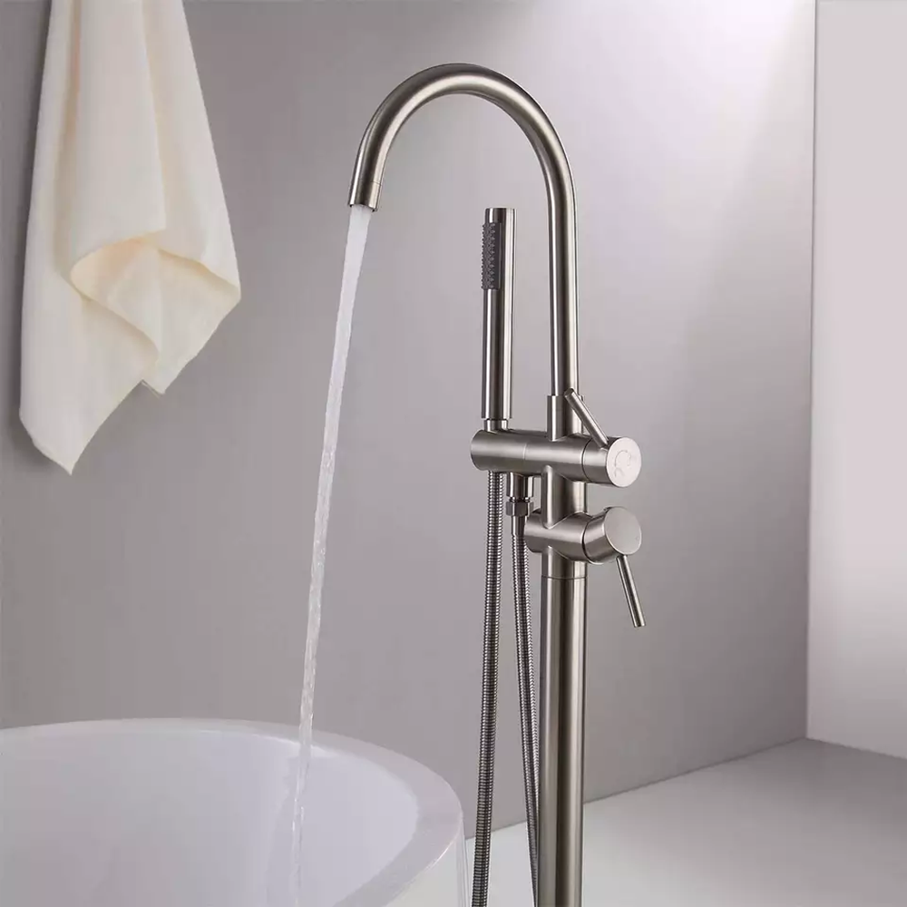 Смеситель Boch Mann Braies Brush Nickel BM8922 для ванны, напольный, цвет никель матовый - фото 1