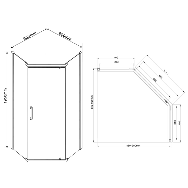 Душевой уголок Vincea Stresa VSP-1S 90x90, стекло прозрачное, профиль черный