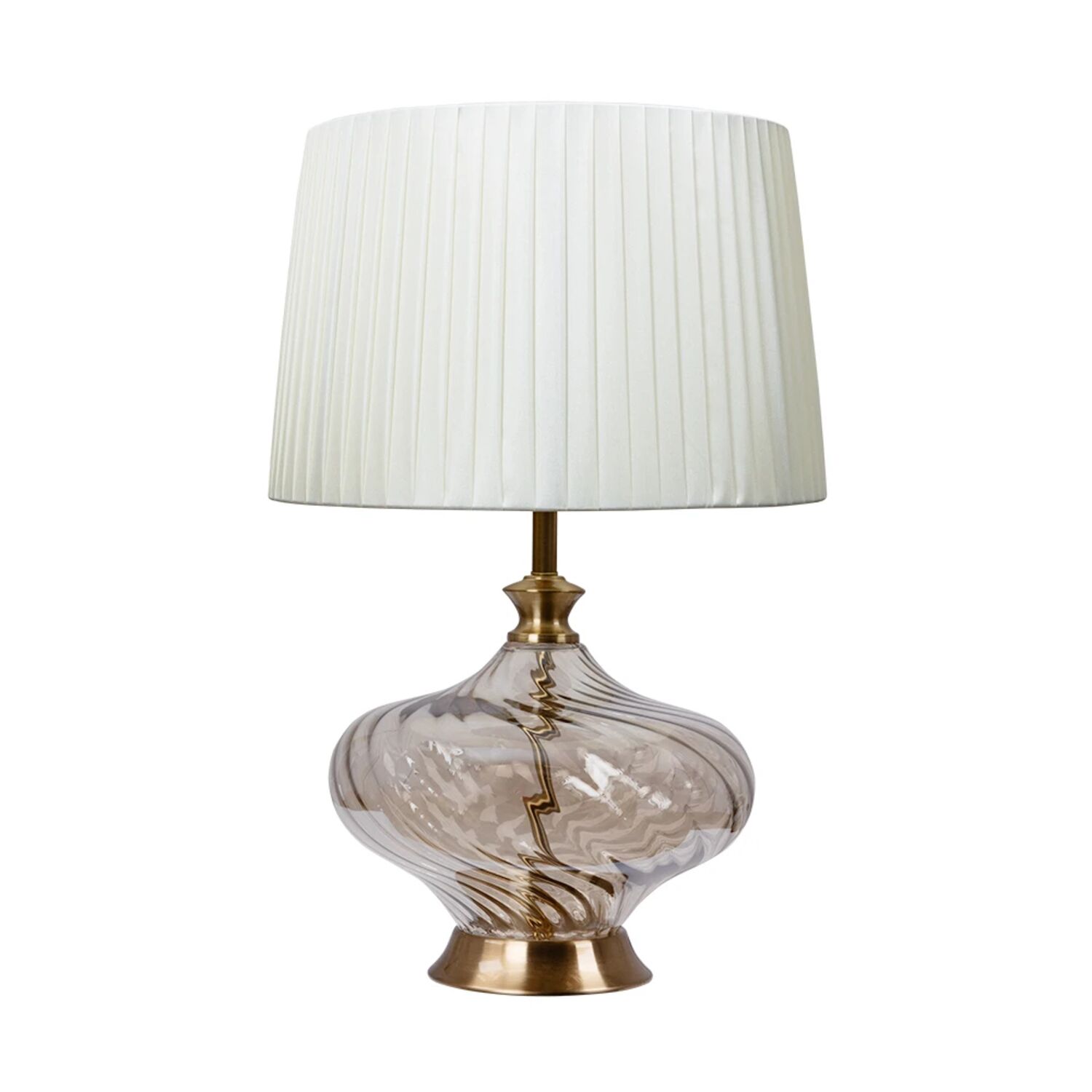 Декоративная настольная лампа Arte Lamp Nekkar A5044LT-1PB, арматура полированная медь, плафон ткань бежевая