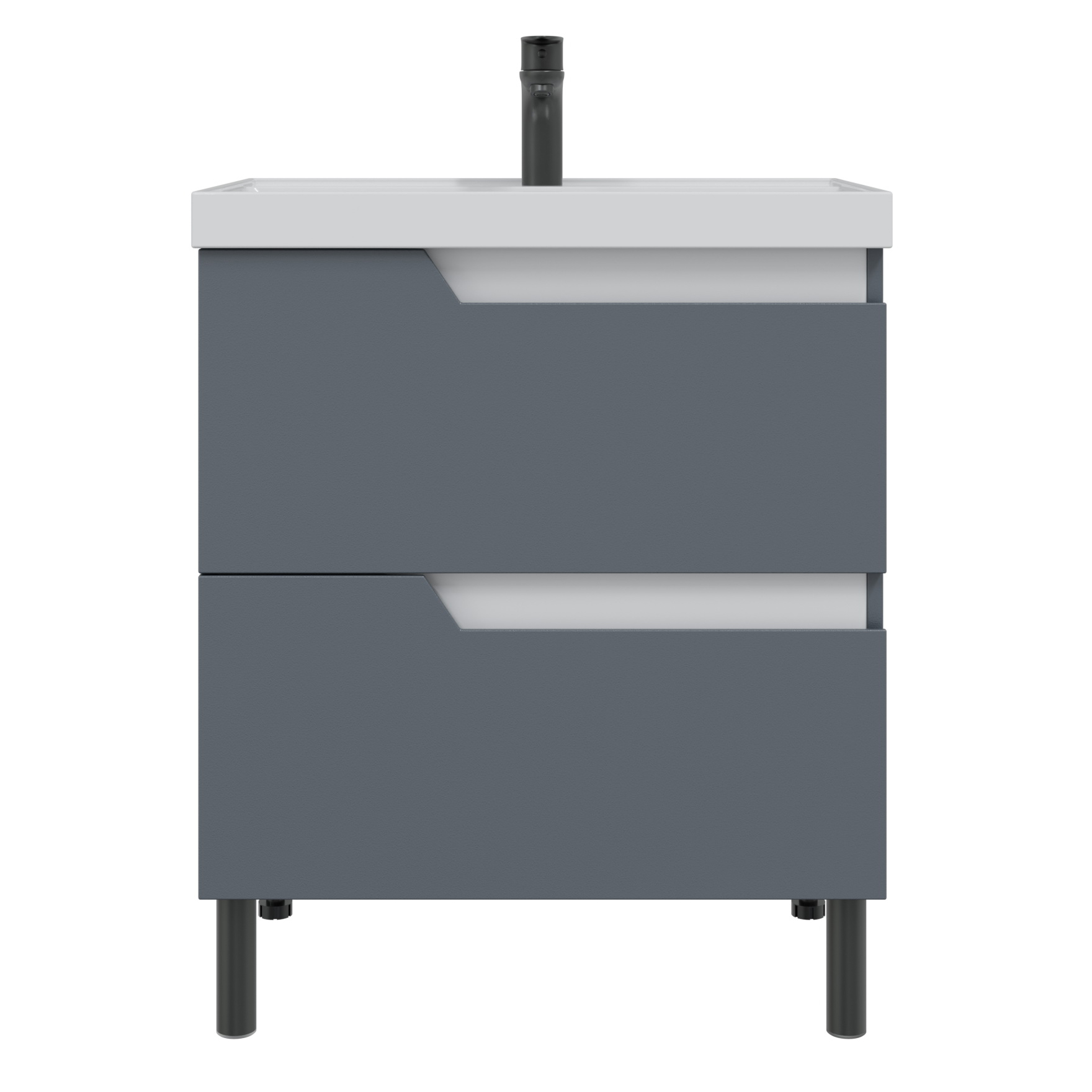 Тумба под раковину Санта Антарес 70, напольная, 2 ящика, цвет графит матовый - фото 1