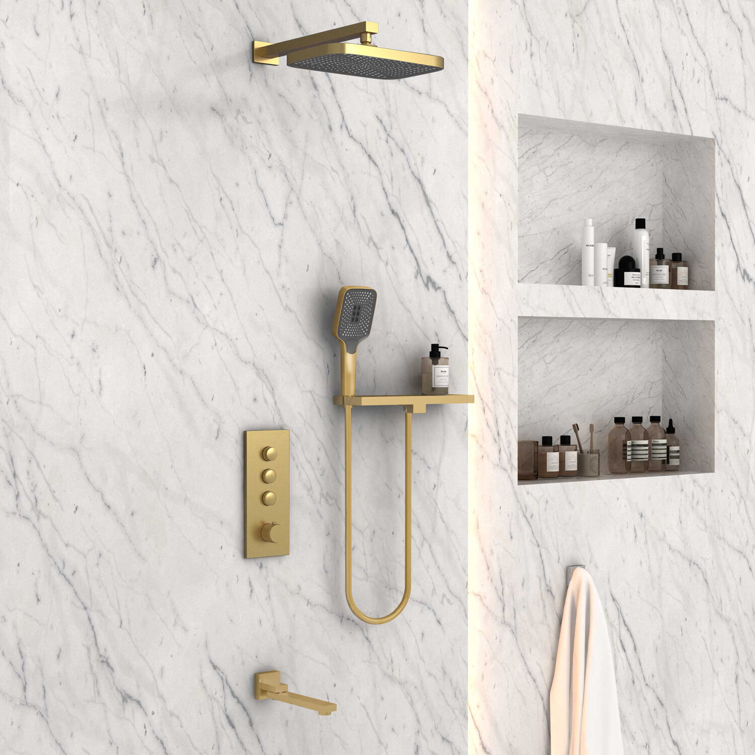 Душевой комплект Vincea VSFW-431T1RBG, встраиваемый, цвет брашированное золото - фото 1