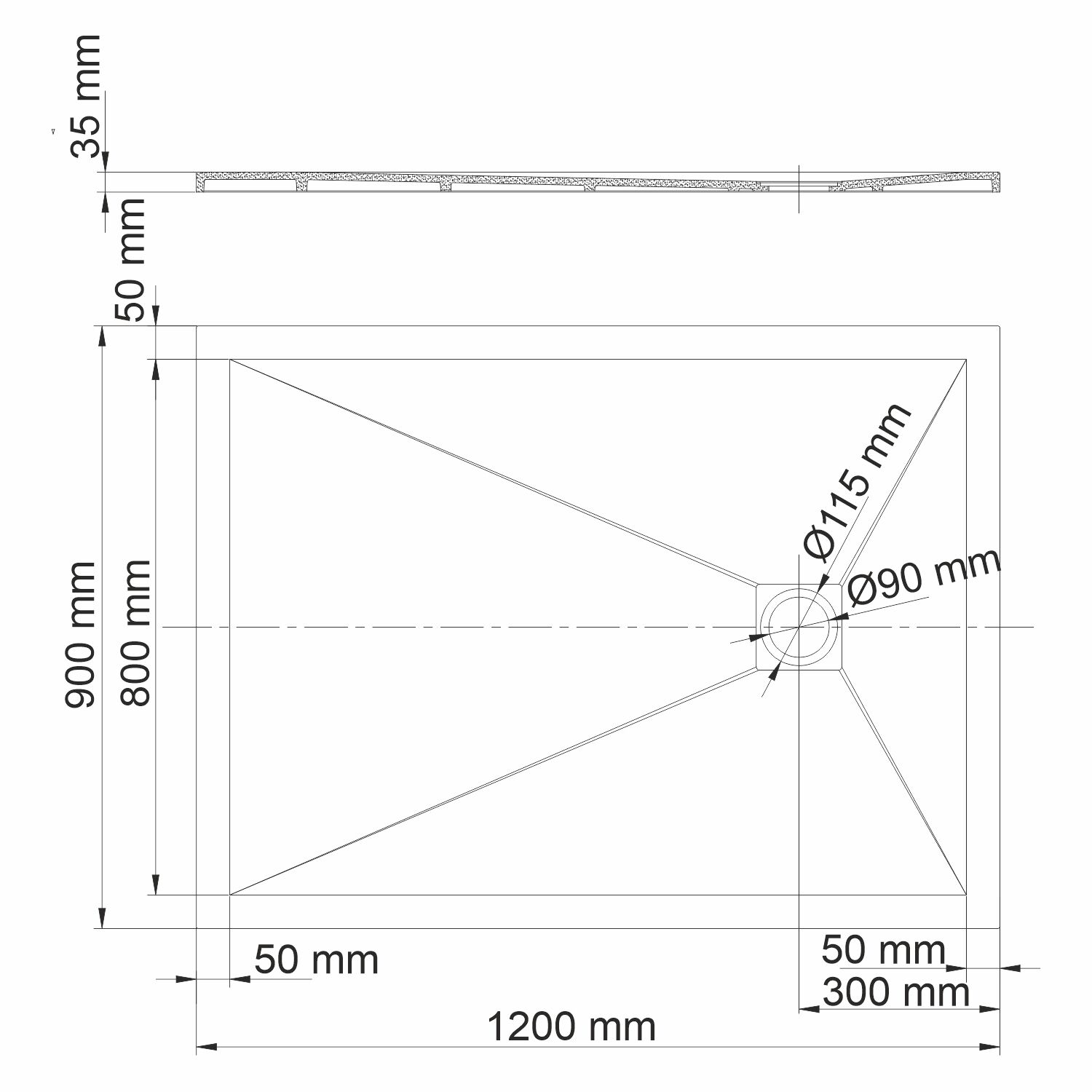 Поддон для душа WasserKRAFT Dill 61T07 120x90, искусственный камень, цвет черный матовый - фото 1