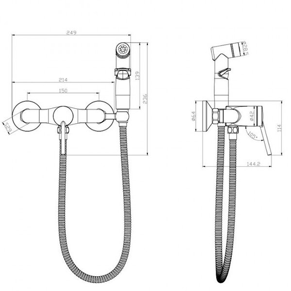 Гигиенический душ Lemark Minima LM3818C, со смесителем, цвет хром