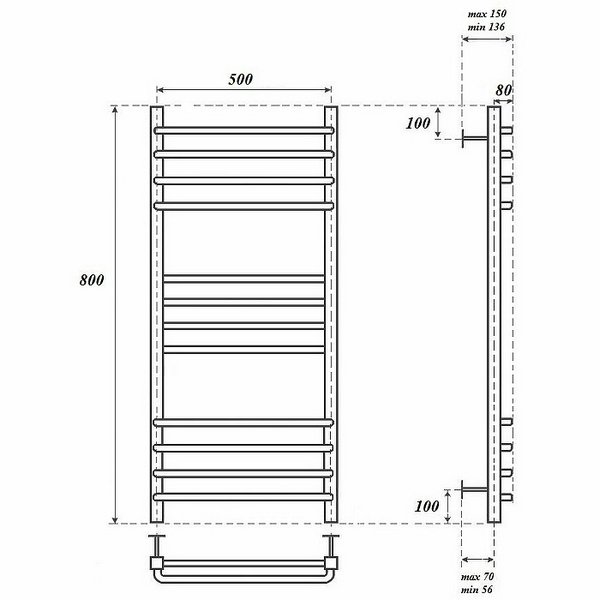 Полотенцесушитель Point П12 50x80 электрический, цвет хром - фото 1