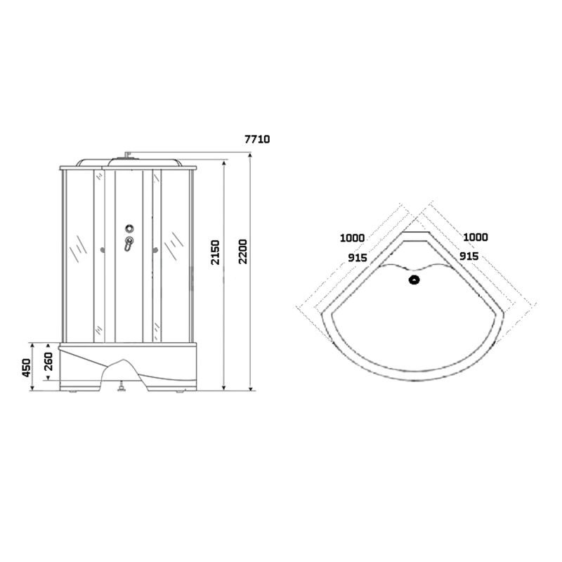 Душевая кабина Niagara Luxe NG-7710G 100x100, стекло прозрачное, профиль золото, с крышей, с гидромассажем, с пультом управления - фото 1