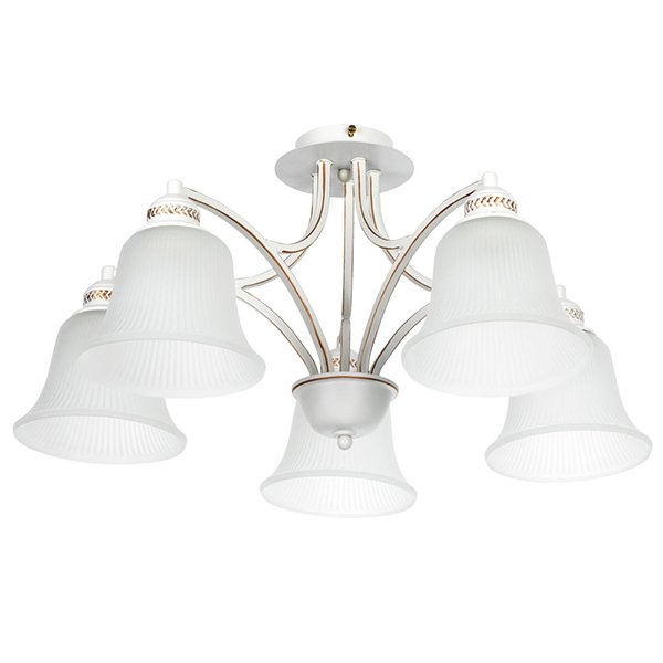 Потолочная люстра Arte Lamp Emma A2713PL-5WG, арматура белая / золото, плафоны стекло белое, 65х65 см