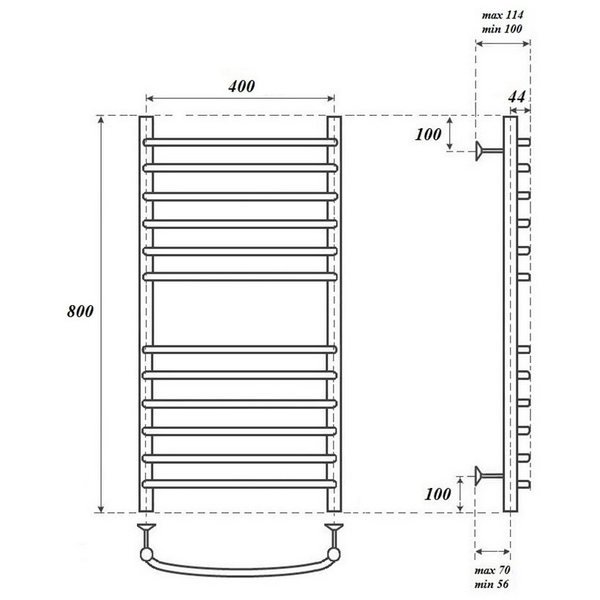 Полотенцесушитель Point П12 40x80 водяной, цвет хром - фото 1