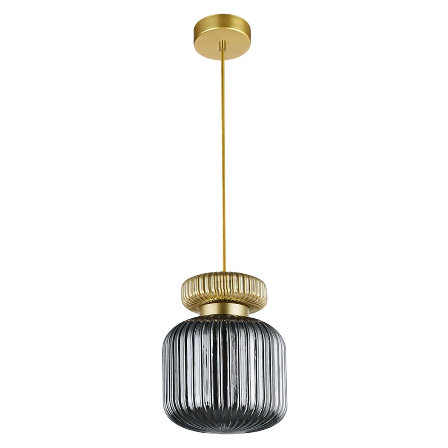 Подвесной светильник Arte Lamp Hamal A6170SP-1GO, арматура золото, плафон стекло дымчатое