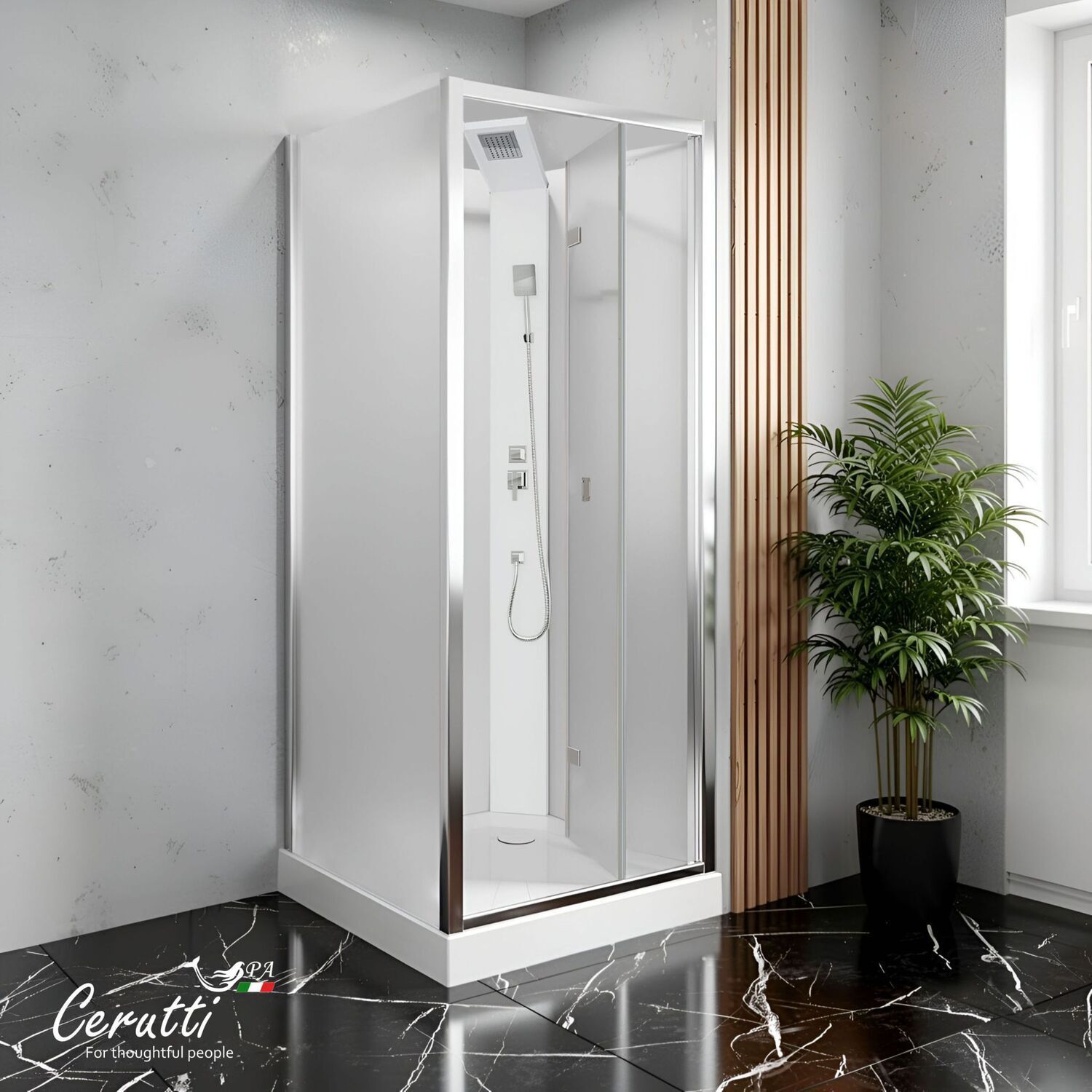 Душевая кабина Ceruttispa Bella90F 90x90, стекло матовое, профиль хром