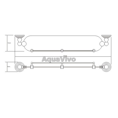 Полка WasserKRAFT Ammer K-7044, с бортиком, цвет матовый хром - фото 1