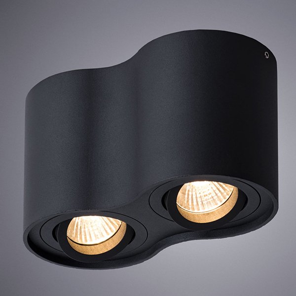Точечный светильник Arte Lamp Falcon A5645PL-2BK, арматура черная, плафоны металл черный, 18х10 см