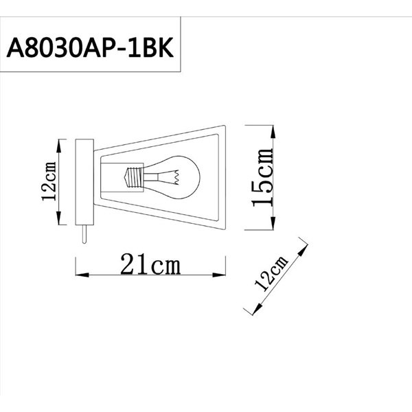 Бра Arte Lamp Brussels A8030AP-1BK, арматура черная / коричневая, 12х15 см - фото 1