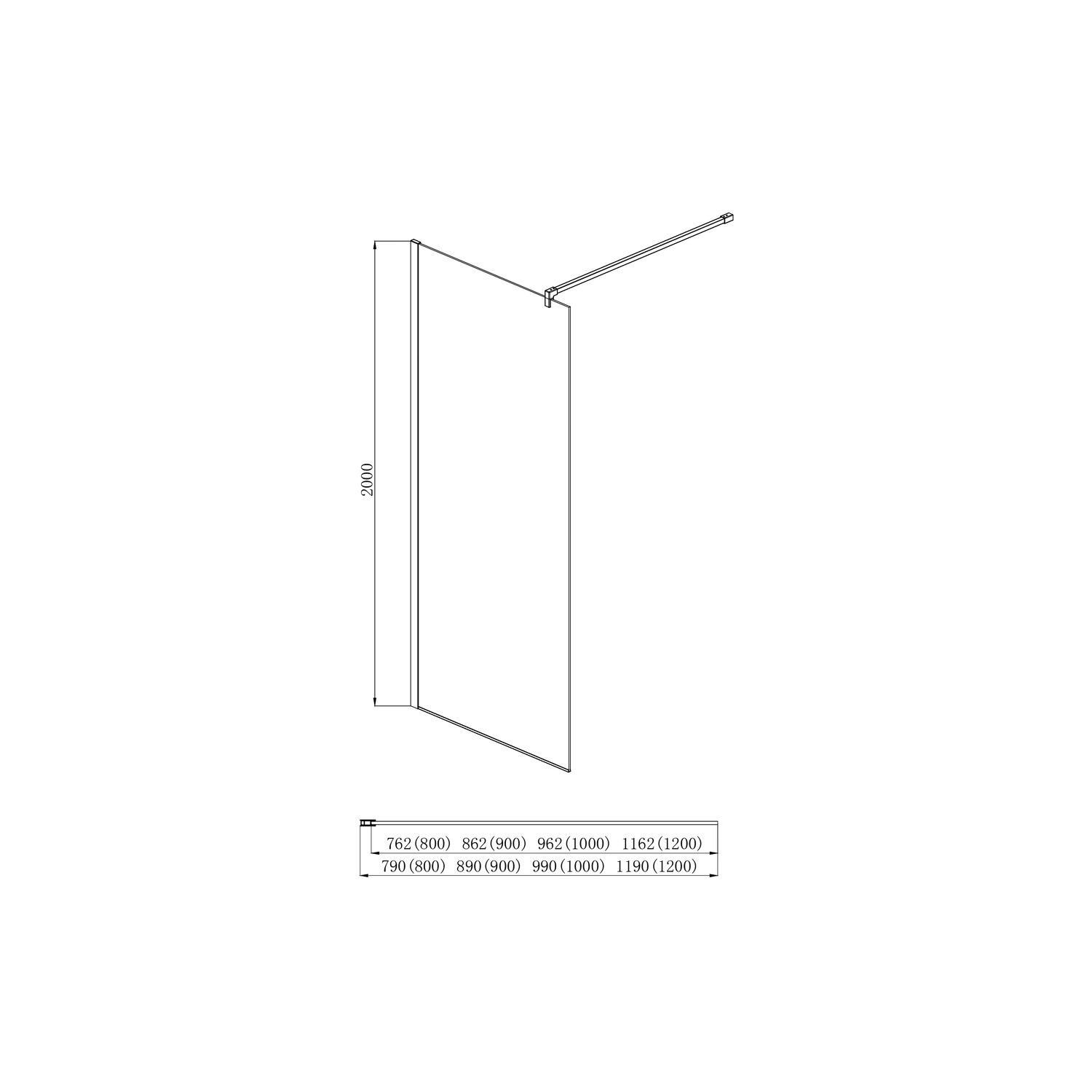 Перегородка для душа Акватек AQ WIW 12020GM 120x200, стекло прозрачное, профиль оружейная сталь - фото 1