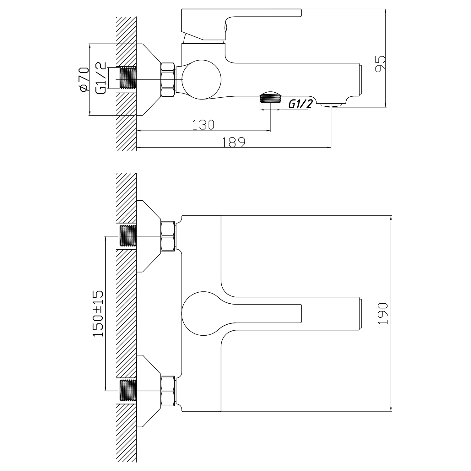 Смеситель Mixline ML23-01 550748 для ванны с душем, цвет черный / бронза - фото 1