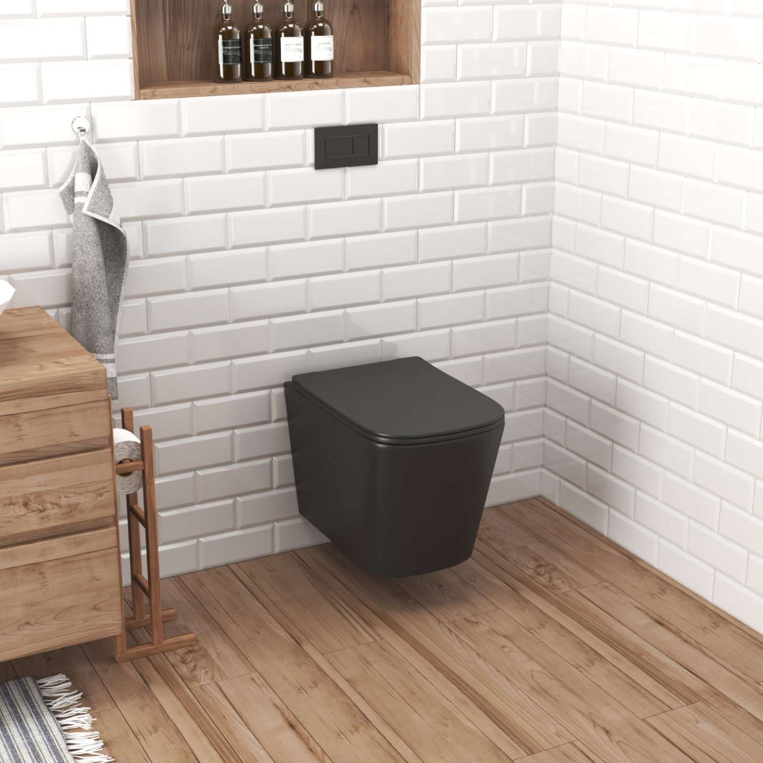 Унитаз Joki Verna Black JK3021028MB подвесной, безободковый, с сиденьем микролифт, цвет  черный матовый