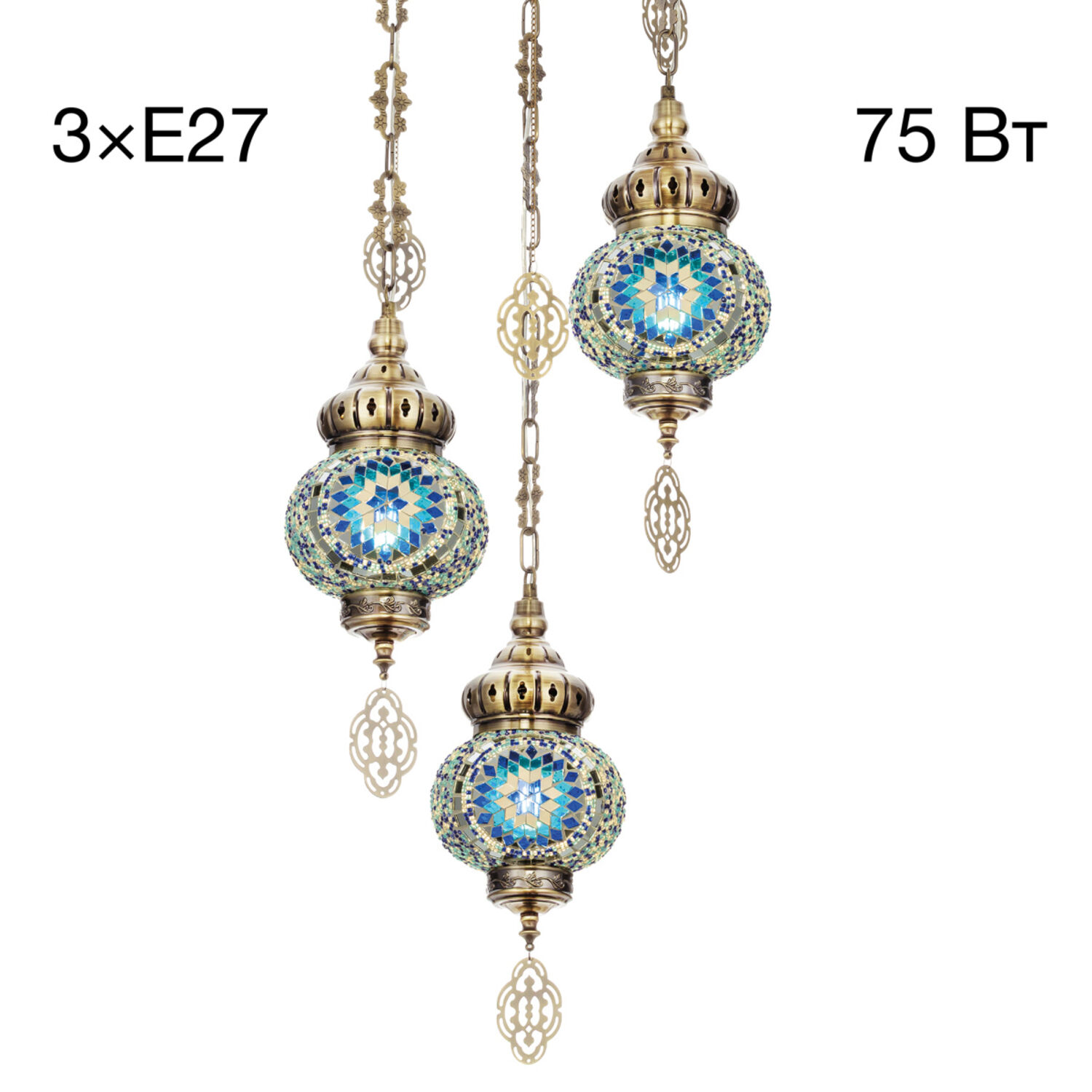 Подвесной светильник Citilux Каир CL419136, арматура бронза, плафоны стекло синее