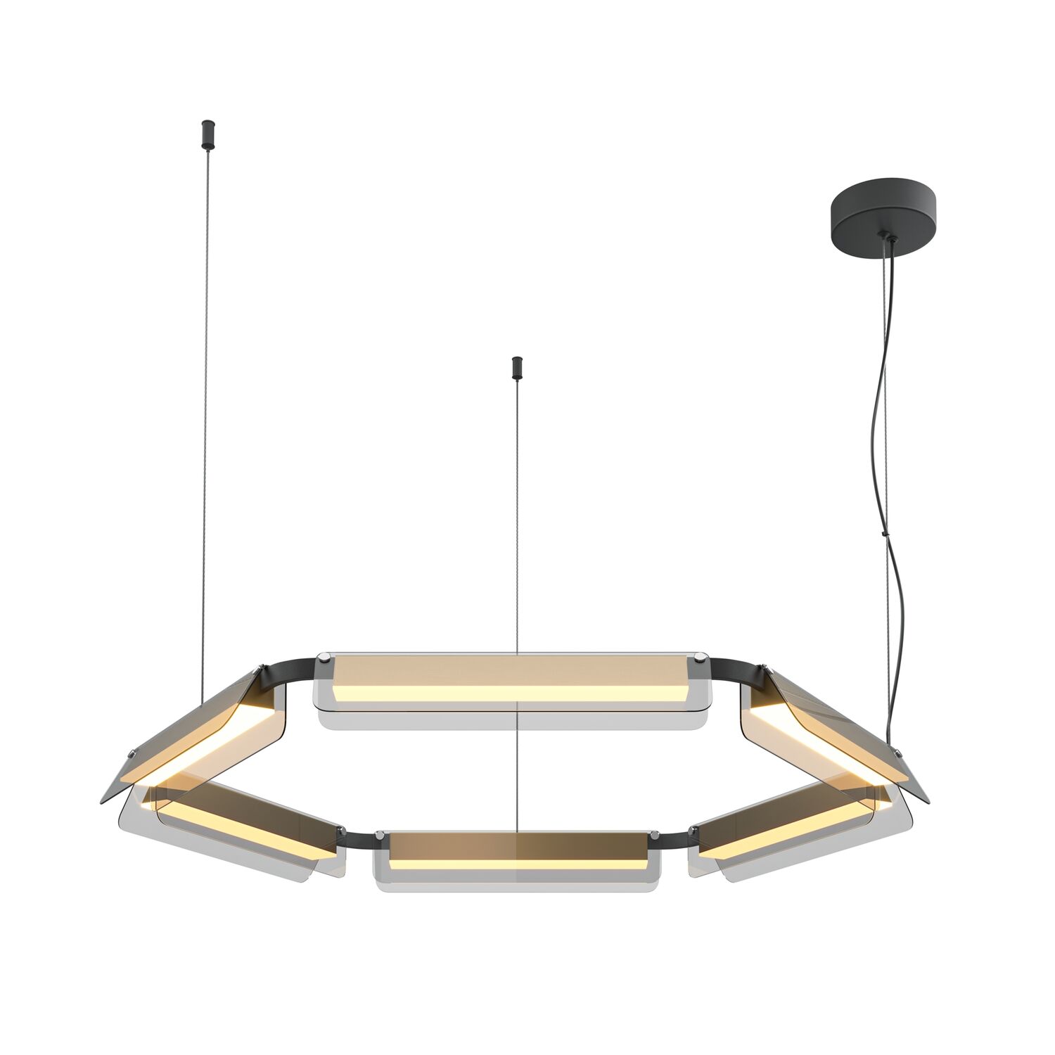 Подвесной светильник Maytoni Flat MOD296PL-L60BS3K, арматура черная / латунь, профиль стекло серое