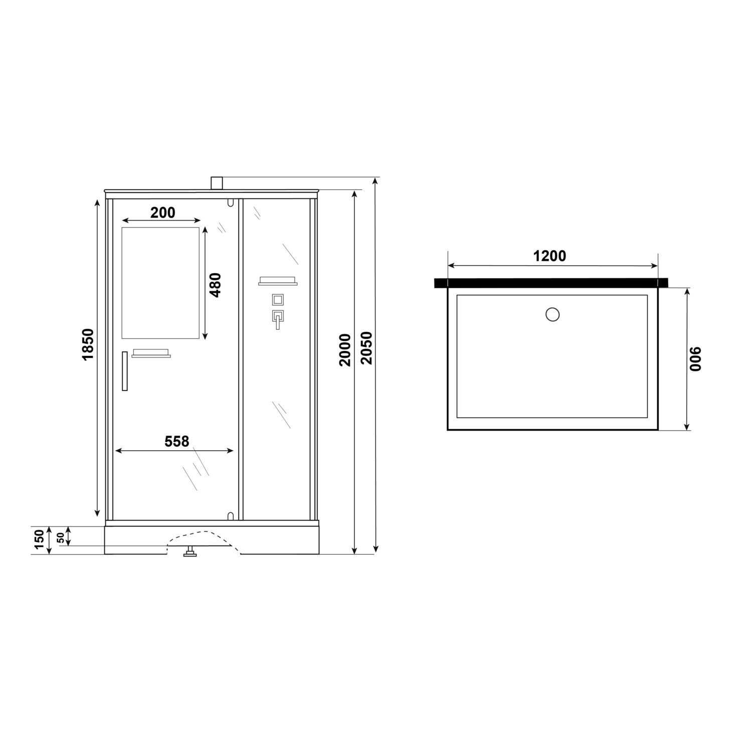 Душевая кабина Niagara Standart ST120/90/15Q/BL/BK 120х90, стекло прозрачное, профиль черный матовый, без крыши - фото 1