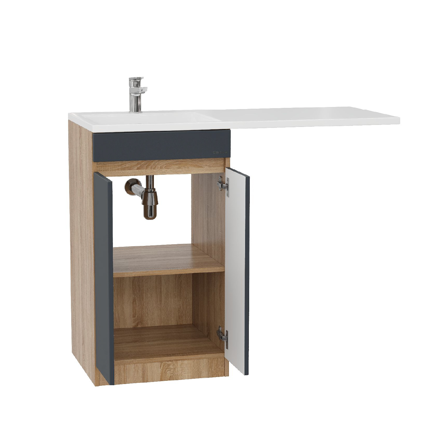 Тумба под раковину Оника Милтон Нова 58, с дверцами, цвет серый / дуб сонома - фото 1