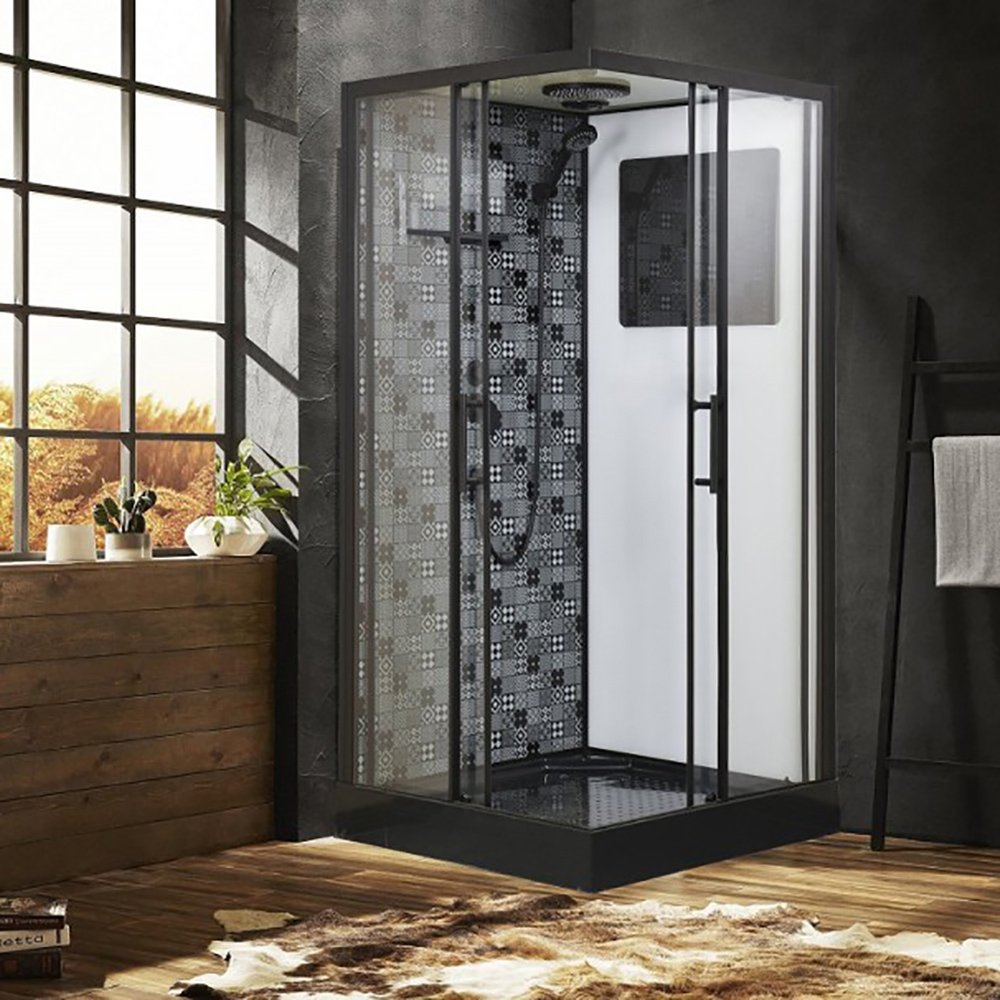 Душевая кабина Esbano Elegancia ESB-90CKR 90x90, стекло прозрачное, профиль черный, с крышей