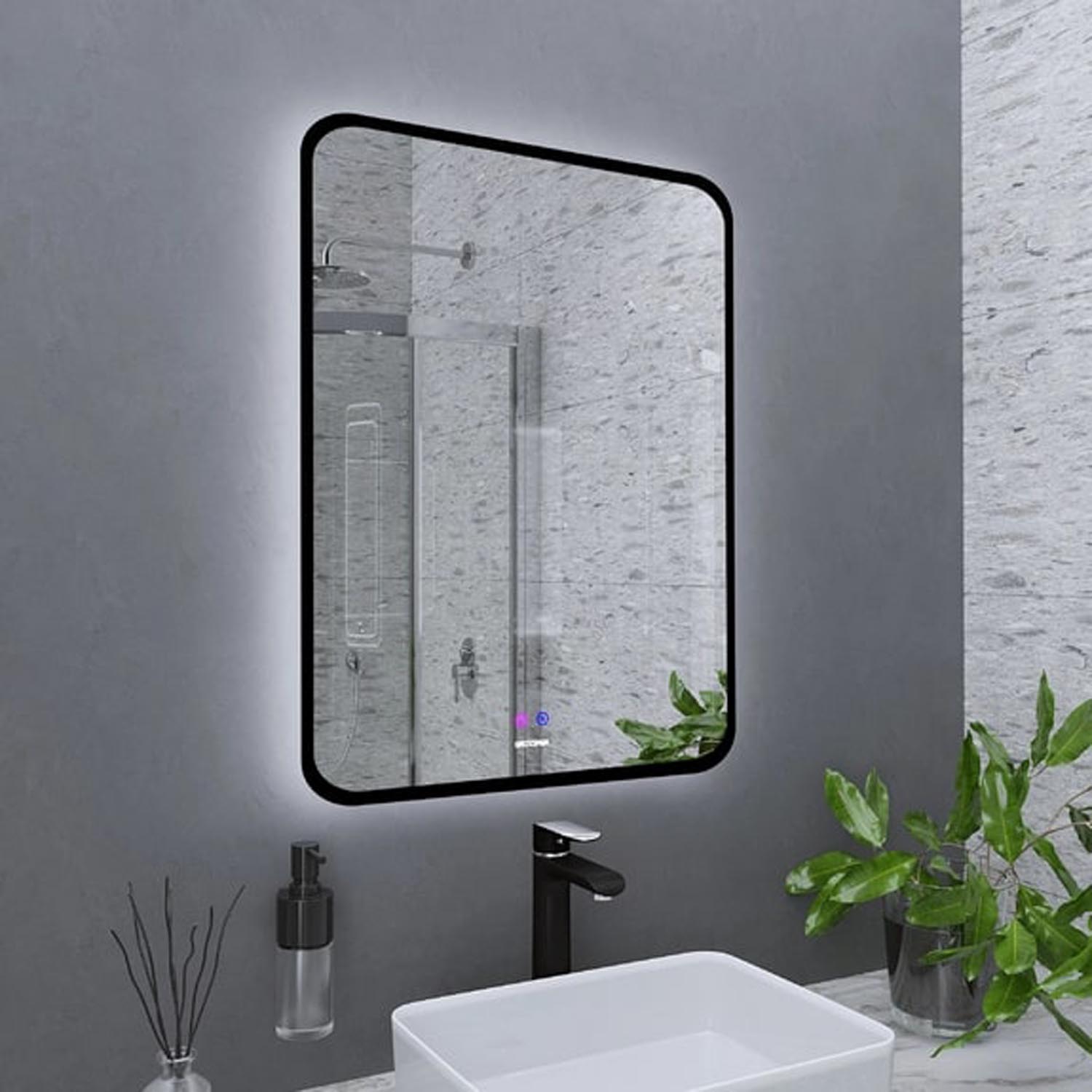 Зеркало Grossman Elegans Norma Black 60x80, с подсветкой, диммером и функцией антизапотевания, цвет черный - фото 1