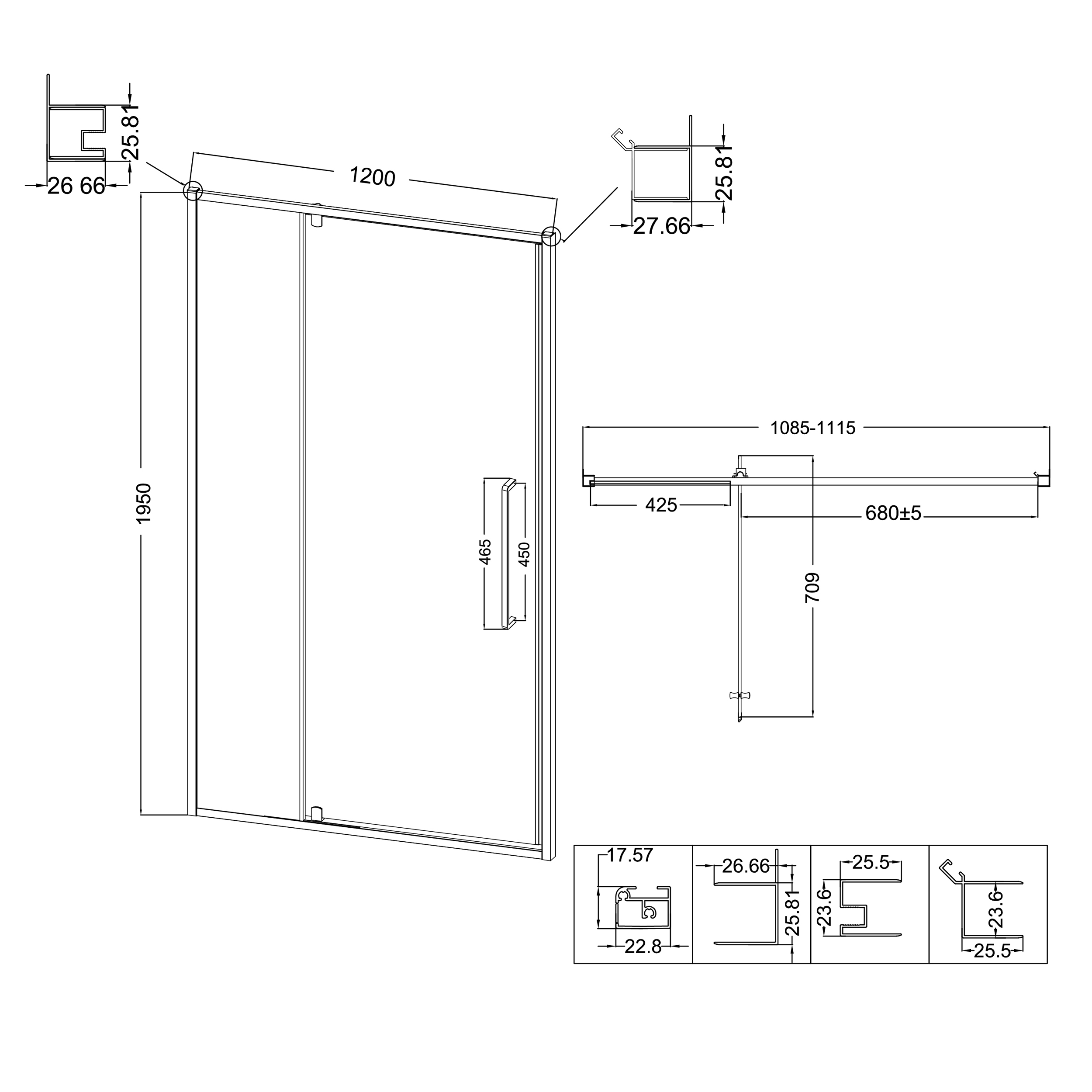 Душевой уголок Niagara Nova NG-85-12AB-A80B-34 120x80, стекло прозрачное, профиль черный матовый