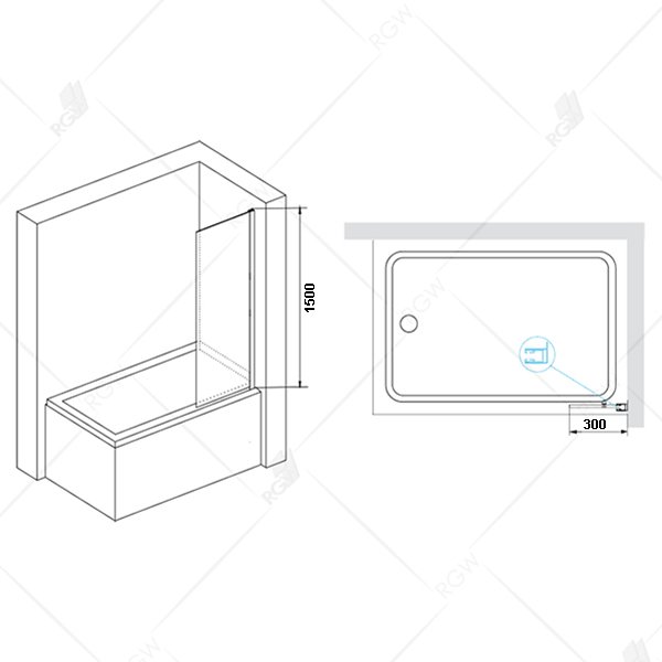 Шторка на ванну RGW Screens SC-056-8B 30, стекло прозрачное, профиль черный