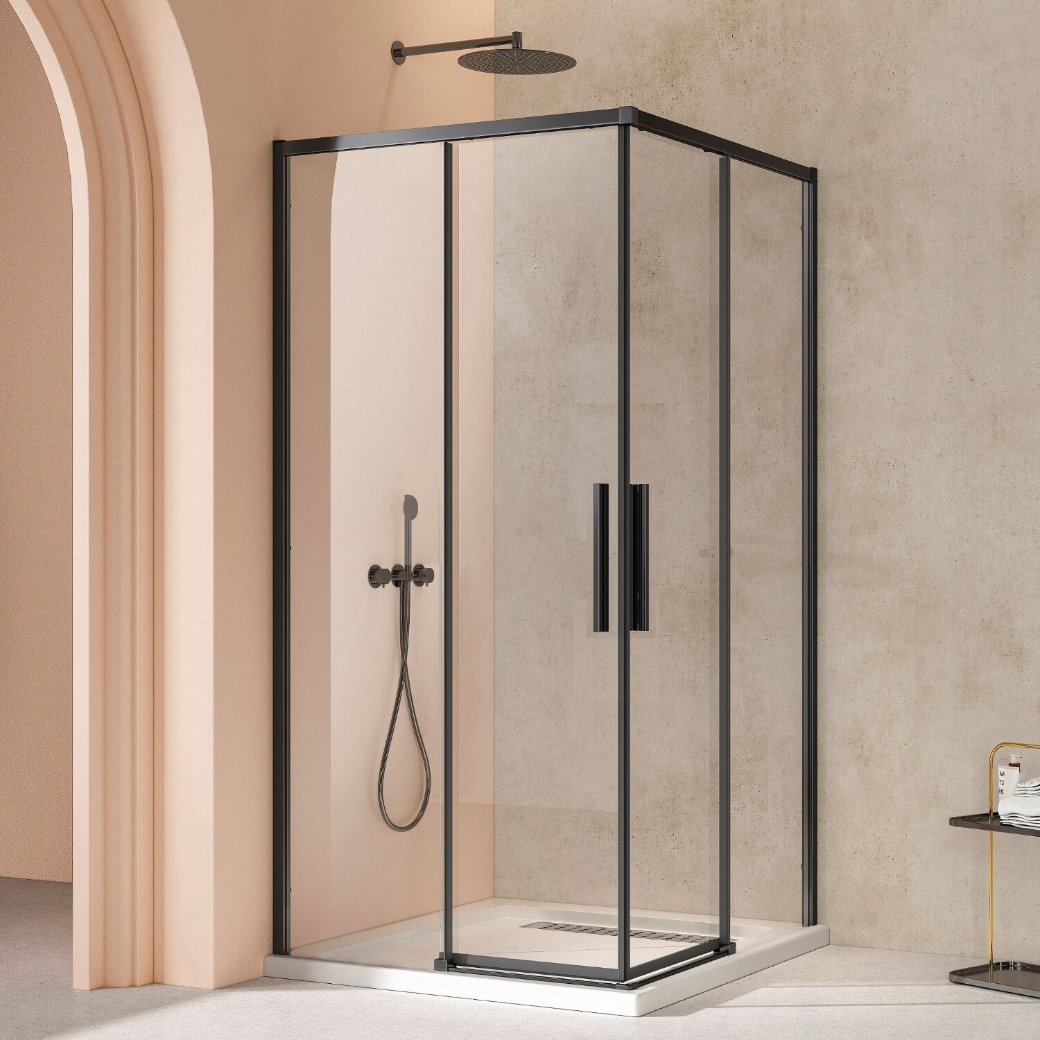 Душевой уголок Vincea Slim VSS-4SL 100x100, стекло прозрачное, профиль черный