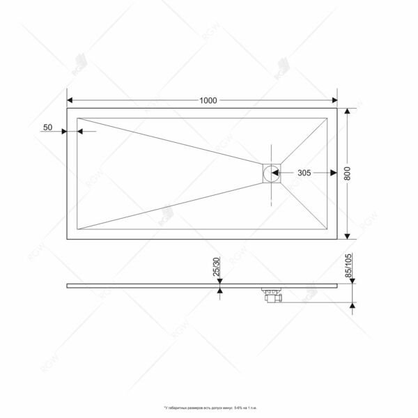 Поддон для душа RGW Stone Tray ST-Co 100x80, искусственный камень, цвет бетон - фото 1